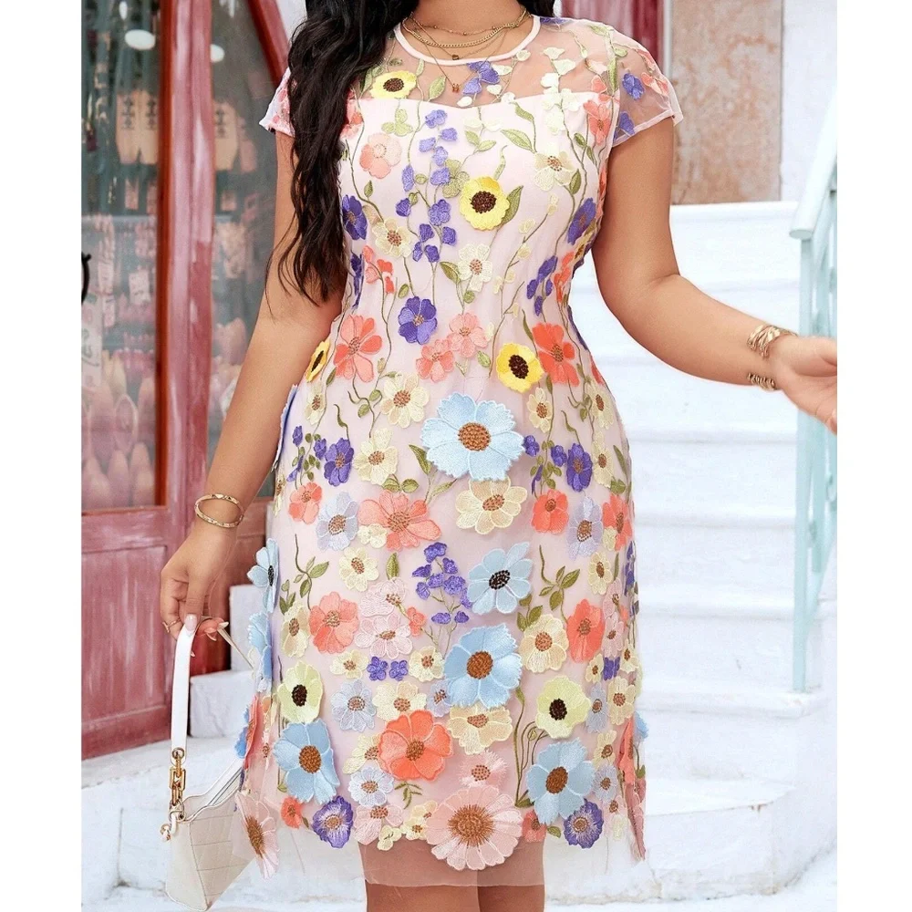 BellanBlue Navy Floral Embroidered Midi Dress - Picture 3 of 10